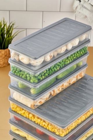 Multi Box 8 Parça 2 Farklı Boy Saklama Kabı Seti - Dondurucu & Mikrodalga Uyumlu Gri