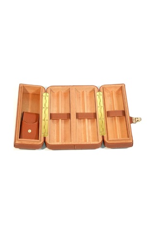 Cohiba Dahili Çakmak Taba Deri Puro Taşıma Çantası & Seyahat Humidoru - Tr9763