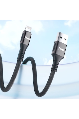 Juo JCBK122-B 12w 2.4a Usb-a To Lightning Apple Uyumlu iPhone iPad Örgülü Hızlı Şarj Ve Data Kablosu 2 M