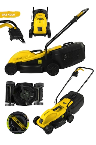 Steiner 1200w Elektrikli Bakır Sargılı Tekerlekli Çim Biçme Makinesi Sarı 30 Litre Toplama Torbalı