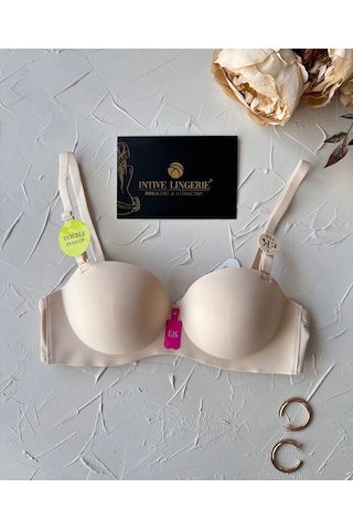 Violet Dikişsiz Lazer Kesim Double Push-up Balensiz İz Belli Etme Ten