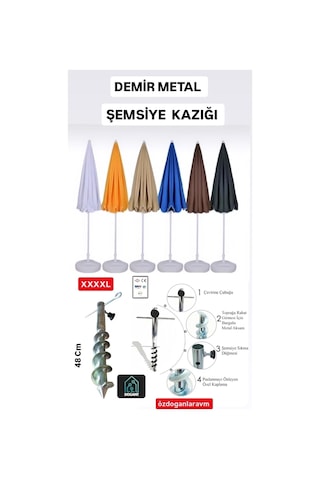 Xxxxl Fırtına Şemsiye, Metal Kazık Sabitleme Sistemi, Gri Diğer