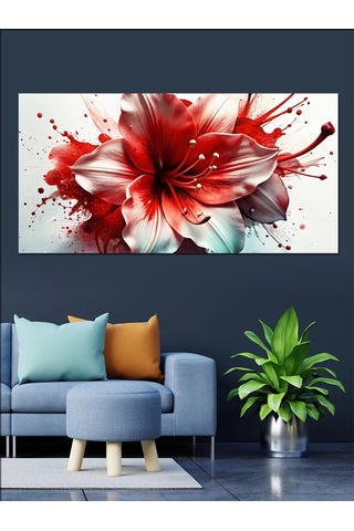 Kanvas Tablo Kan Lekesi Gibi Kırmızı Çiçek