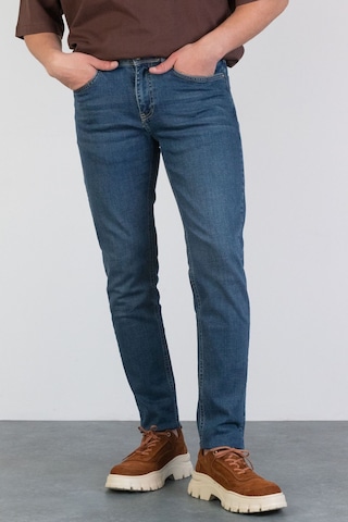 HLT Jeans Erkek Okyanus Mavisi Slim Fit Dar Paça Likralı Jean Kot Pantolon Hlthe001958 Mavi