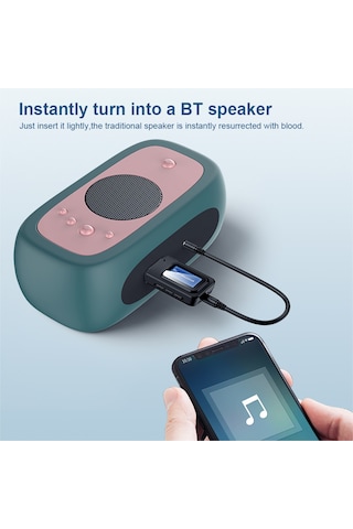 Symbee Bt5.0 Çift Fonksiyonlu Bluetooth Adaptörü - Transmitter/receiver, 3.5mm Aux, Lcd Ekranlı, Tv/pc Uyumlu Usb Ses Adaptörü