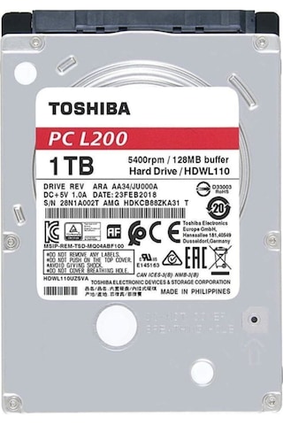 Toshiba L200 HDWL110UZSVA 2.5" 1 TB 5400 RPM SATA 3 128 MB HDD