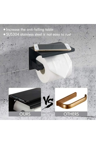 Otel Dekorasyonu İçin 304 Paslanmaz Çelik Duvara Monte Tuvalet Kağıdı Tutucu Mat Siyah Diğer