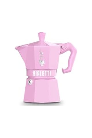 Bialetti - Moka Exclusive: 3 Cups Ocak Üstü Espresso Pişirici - 130ml - Pembe Renk - Alüminyum Gövde - Patentli Güvenlik Valfi - Tüm Ocak Türleri İçin Uygundur İndüksiyon Hariç