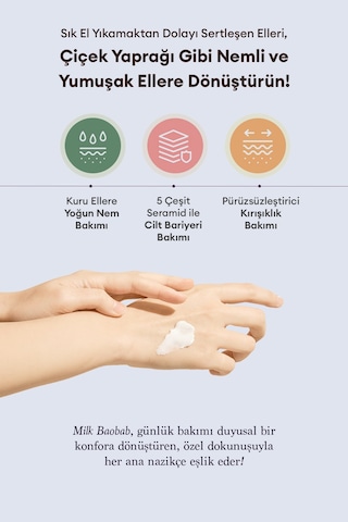 Yaşlanma Karşıtı Yumuşatıcı Parfümlü El Kremi Mılk Baobab Blooming Perfume Hand Cream White Musk