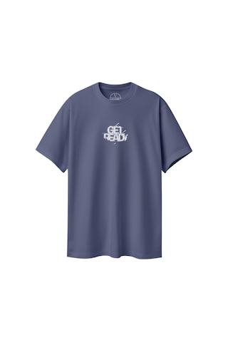 Velvoria Unisex Oversize Relaxed Get Ready Baskılı Antrasit Renk T-shirt