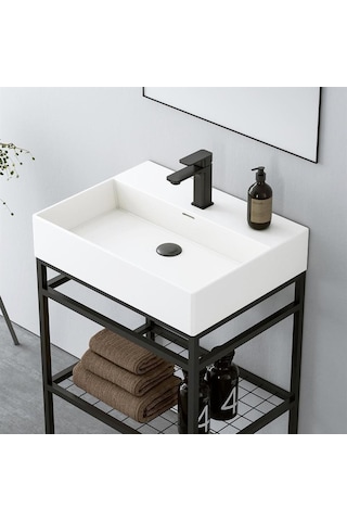 Orka Capetown 60 Takım Beyaz Lavabo Mat Sıyah Diğer