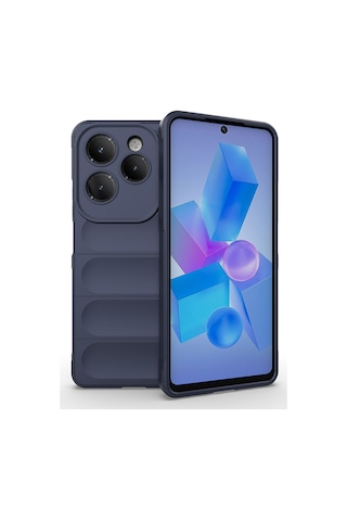 Zore İnfinix Hot 40 Pro Kılıf Esnek Tpu Oyuklu Arka Yüzey Tasarımlı Etnik Silikon Lacivert