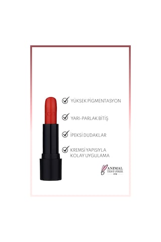 Note Cosmetique Deep Impact Lipstick Kremsi Dokulu Yarı Parlak Ruj 12 Flaming Heart Red - Kırmızı