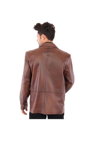 Hakiki Kuzu Derisi Blazer Düğmeli Erkek Deri Ceket Kahverengi Kahverengi