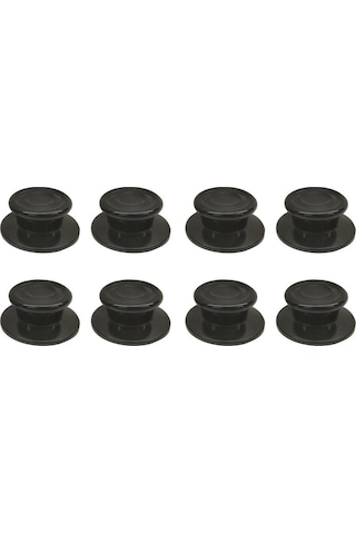 8 Adet Siyah Lüks Tencere Tava Sahan Cam Kapak Kulpu