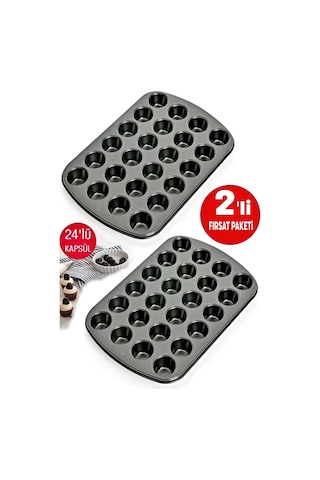 Muffin Kalıbı 24'lü Mini Cupcake Fırın Kapsülü Kek Browni Kekstra Kurabiye Kalıbı Muffin Baking Pan