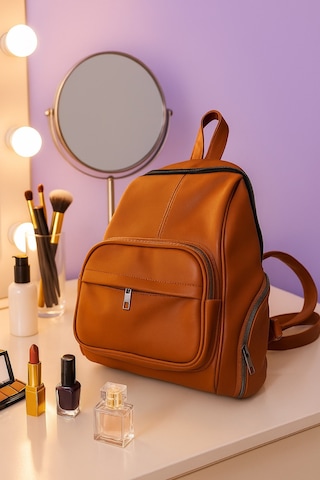 Newish Polo Donna Model Sırt Çantası-yıkama Suni Deri Taba