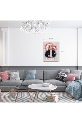 Atatürk Serisi 40,50x54 Cm 9 Parça Atatürk Ahşap Tablo Seti
