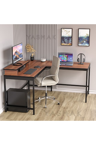 Ceviz L Tipi Çalışma Oyun Masası 270-c Dıştan Dışa 150x150 Gelmektedir Ceviz