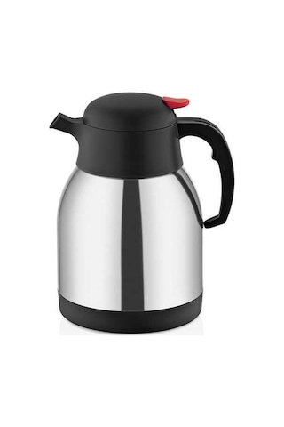 Oms Collection - Gastro 2 Parça Paslanmaz Çelik 1 Litre Pratik Ofis Termos 8500 - Gümüş Gümüş - Siyah