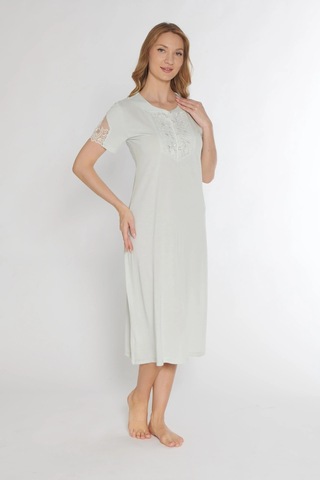 Klasik Dantel Detaylı Kısa Kollu Şık Zarif Gecelik Flz 38-30 Mint