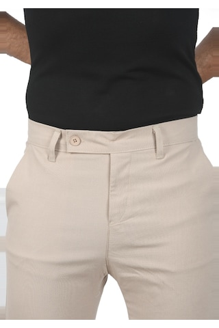 Deepsea Erkek Bej İtalyan Kesim Tüylenmez Likralı Spor Pantolon Esnek Kumaş Bilek Boy Boru Paça Klasik Pantolon 2502005 Bej