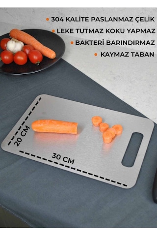 1 Adet Paslanmaz Çelik Kesim Panosu Kesme Tahtası 18/10 Kalite Yeşil