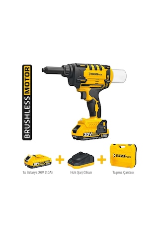 Sgs5465 - 2.4 - 5mm - Akülü Perçin Tabancası Makinası 20 Volt 2 Amper Kömürsüz Motor
