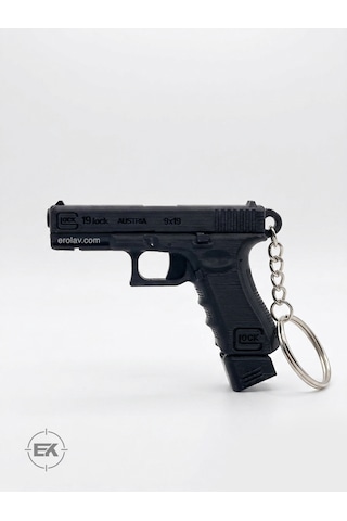 G19 Model Tabanca Anahtarlık Kılıflı, Klipsli Siyah