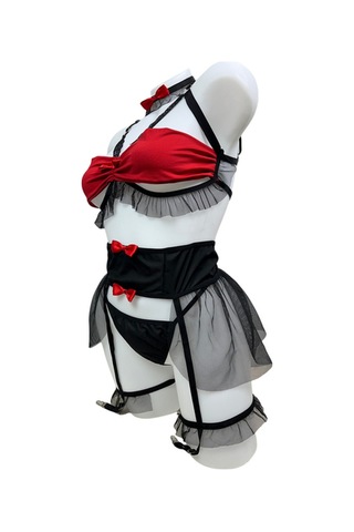 Siyah-kırmızı Jartiyer Takım - 60-1002