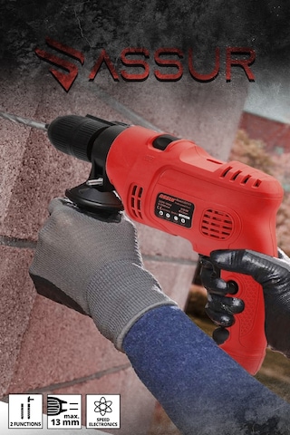 Assur ASR207 500 W 13 MM Elektrikli Matkap Kırmızı