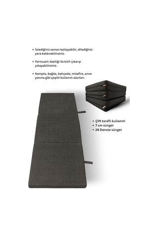 Antrasit Katlanır Sünger Misafir Yer Yatağı Ve Balkon Minderi 7cm Antrasit