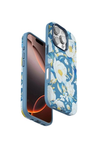 Durukar Apple, Uyumlu iPhone 16 Pro Max Flower Series Magsafe Kapak - Mavi