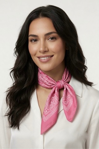 Mollycrush Unisex Pembe Şal Desenli Fular Günlük Saç Aksesuarı Boyunluk Ve Outdoor Bandana Şeker Pembe