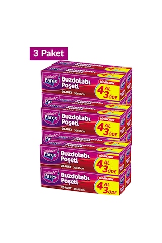 Buzdolabı Poşeti Büyük Boy 4 Al 3 Öde 4 20 30 X 45 Cm Üçlü Set