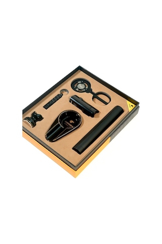 Cohiba 3 Torch Çakmak Küllük Makas Punch Sehpa Tüp Siyah Altılı Puro Seti Tr9867