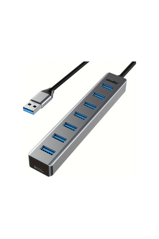 Xuweiwei 7 Port Usb Hub 3 0 3 3ft Kablolu Aluminyum Kasa Aluminum Shell Pc Laptop Cihazlar Icin Coklu Port Adaptor