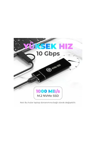 NPO DK02 512 GB 900/1000 MB/S NVMe M.2 USB-A/Type-C Taşınabilir Harici SSD