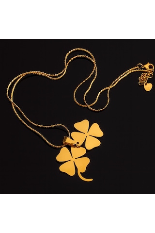 Dört Yapraklı Yonca Kolye Paslanmaz Çelik Şans Yonca Kolye