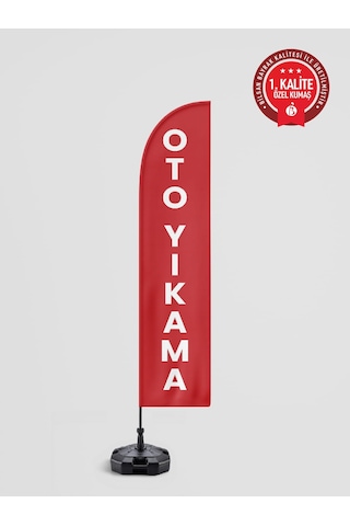 Oto Yıkama Yelken Bayrak Set No:2 - Raşel Kumaş 1. Kalite 75 x 300 CM