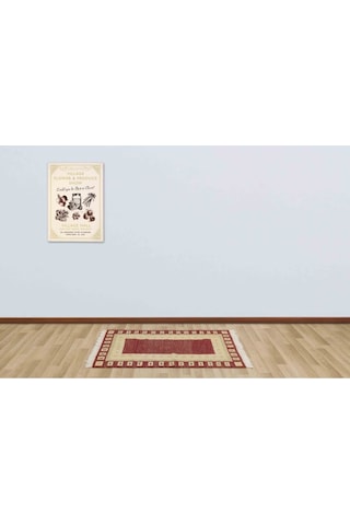 Bej Ve Kırmızı Rengiyle Evinizi Süsleyen Vintage Eskitme Halı 85x143