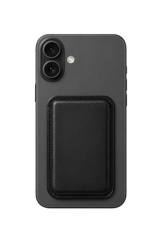iPhone Uyumlu 16 Premium Hakiki Deri Cüzdan Magsafe Noir Siyah