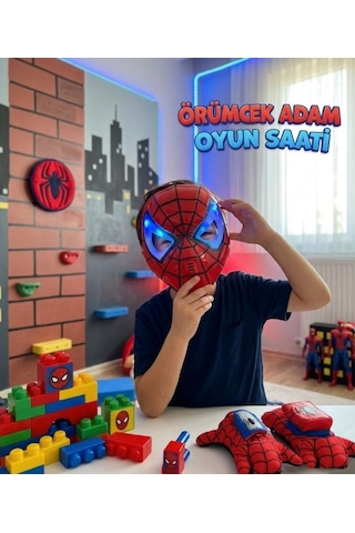 Işıklı Gözlü Örümcek Adam Maskesi Işıklı Pilli İpli Konforlu Oyuncak Figür Maskesi
