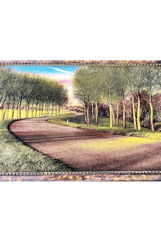 Sessiz Hatıralar Yolu Adlı İran Tebriz Halı Tablo 123x73cm - Duvar Halı Kilim Tablo