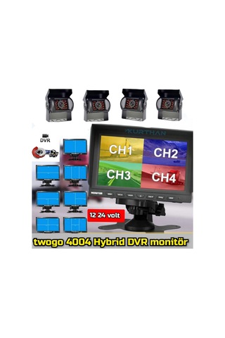 256 Gb 4 Adet Metal Kasa Kamera Ve 7'' Hybrid Dvr Set 12-24 Volt