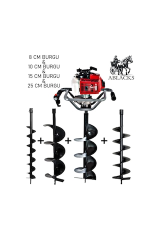 Ablacks C-52 Ultra Lüks Toprak Burgu Makinesi 8 - 10 - 15 -25 CM 4 Burgulu