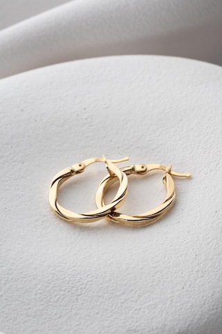 925 Ayar Gümüş 20 Mm Gold Kaplama Burgu Model Şarnel Küpe Gold