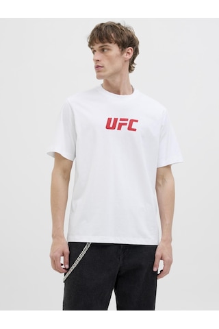 Jack & Jones Erkek Ufc Lisansli Gögüs Baskili Tisört - Ufc - 12290261 Beyaz