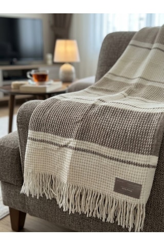 Livoras Home Dinarsu Cozy Life Pamuklu Tv Battaniyesi 130 X 170cm Vera Camel Vera Bej