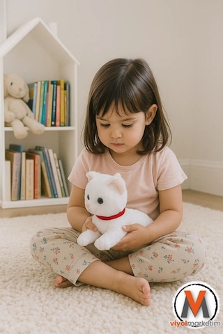 Sevimli Peluş Yavru Kedi 35 Cm Sesli Miyavlayan Oyuncak Uyku Ve Oyun Arkadaşı 4 Renk Seçeneği Çok Renkli
